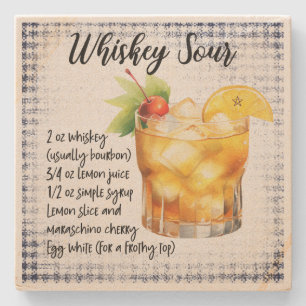 Posavasos De Piedra Crea Tu Propia Receta de Whisky Sour con Cuadros E