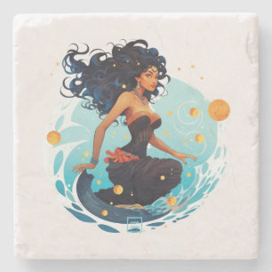 Posavasos De Piedra Crea Tu Propia Reina Afroamericana Acuario