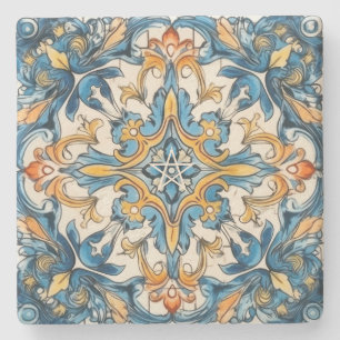 Posavasos De Piedra Crea Tu Propia Talavera Azul Amarillo Naranja