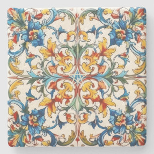 Posavasos De Piedra Crea tu propia Talavera de arcoíris pintada falsa