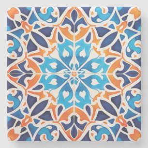 Posavasos De Piedra Crea tu propia Talavera Falsa Azul Naranja