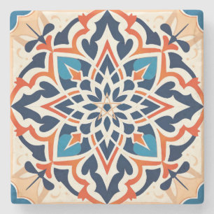 Posavasos De Piedra Crea tu propia Talavera Falsa Azul Naranja Dorado