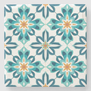 Posavasos De Piedra Crea tu propia Talavera falsa de color teal seafoa