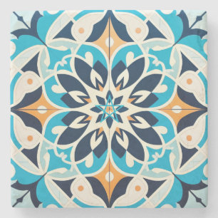 Posavasos De Piedra Crea tu propia Talavera Faux Turquesa Dorada