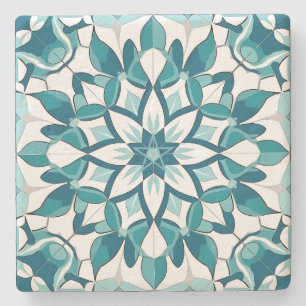 Posavasos De Piedra Crea Tu Propia Talavera Floral de Turquesa Falsa