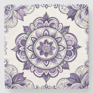 Posavasos De Piedra Crea Tu Propia Talavera Floral Violeta Púrpura