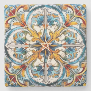 Posavasos De Piedra Crea Tu Propia Talavera Pintada de Colores Falsos