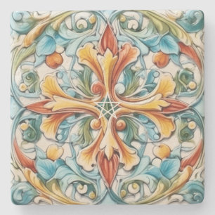 Posavasos De Piedra Crea Tu Propia Talavera Pintada Falsa Multicolor