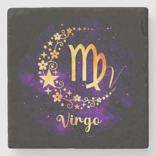 Posavasos De Piedra Crea tu propia Virgo celestial púrpura