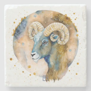 Posavasos De Piedra Crea tu propio Aries acuarela