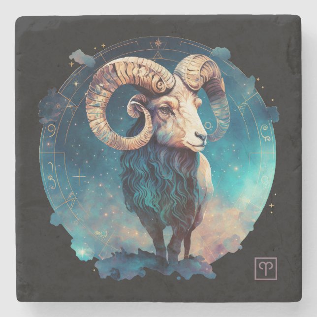 Posavasos De Piedra Crea tu propio Aries celestial (Anverso)