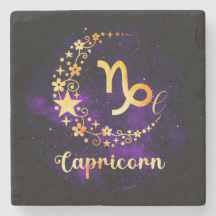 Posavasos De Piedra Crea tu propio Capricornio Celestial Púrpura