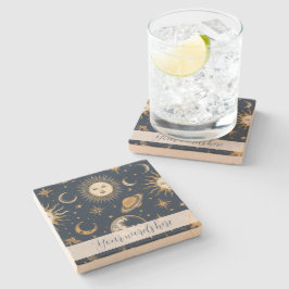 Posavasos De Piedra Crea tu propio Celeste Blanco Azul Oro