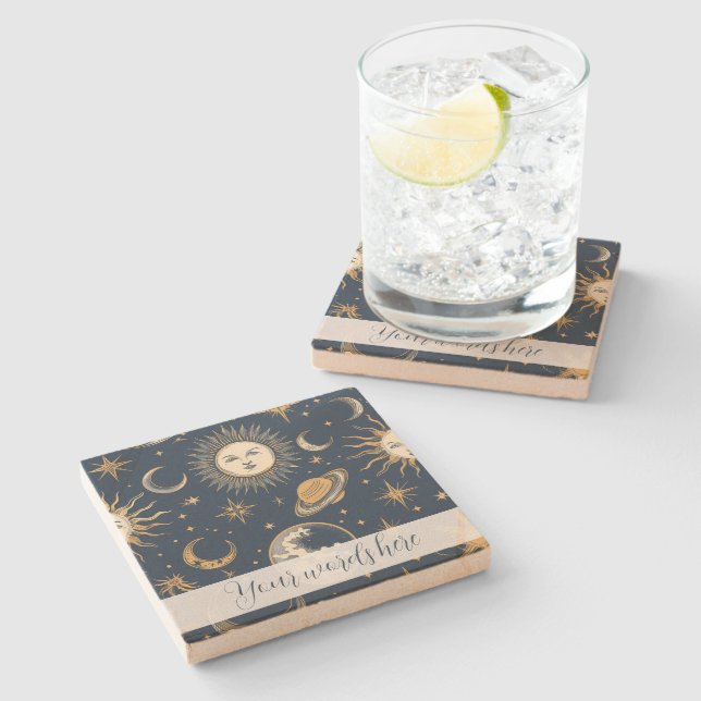 Posavasos De Piedra Crea tu propio Celeste Blanco Azul Oro (Lateral)