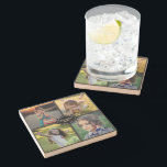 Posavasos De Piedra Crea tu propio collage de fotos de familia monogra<br><div class="desc">Encantadora montaña rusa. Crea tu propia montaña de piedra de collage de fotos de tu familia. Puedes agregar tus propias 4 fotos y añadir tu nombre de familia.</div>