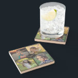 Posavasos De Piedra Crea tu propio collage de fotos de familia monogra<br><div class="desc">Encantadora montaña rusa. Crea tu propia montaña de piedra de collage de fotos de tu familia. Puedes agregar tus propias 4 fotos y añadir tu nombre de familia.</div>