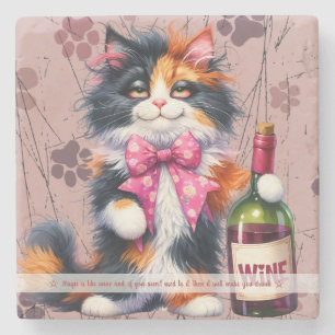 Posavasos De Piedra Crea tu propio divertido vino de gato calico Sr. A