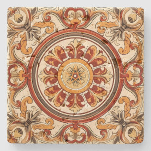 Posavasos De Piedra Crea Tu Propio Estilo Floral Amarillo Dorado Rojo 