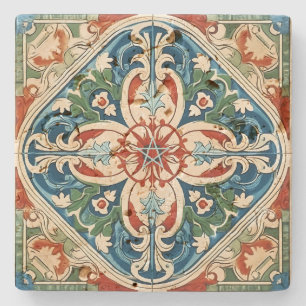 Posavasos De Piedra Crea Tu Propio Estilo Floral Multicolor Vintage