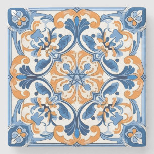 Posavasos De Piedra Crea tu propio falso pintado azul naranja marfil