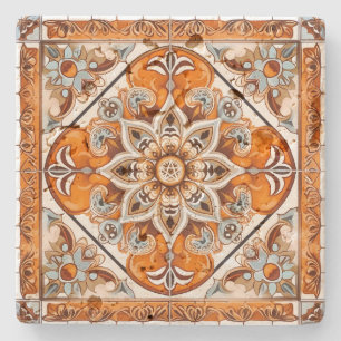 Posavasos De Piedra Crea tu propio floral azul vintage de terracota