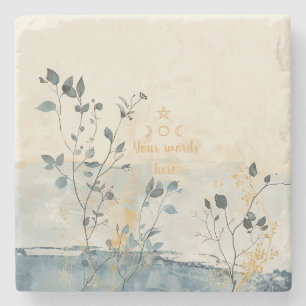 Posavasos De Piedra Crea Tu Propio Floral Minimalista Beige Azul Solea