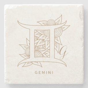 Posavasos De Piedra Crea tu propio Géminis elegante de oro y blanco