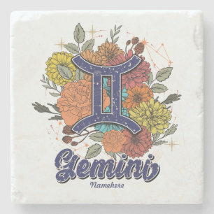 Posavasos De Piedra Crea Tu Propio Géminis Floral Estrellado