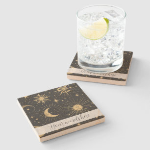Posavasos De Piedra Crea tu propio hombre en celeste lunar