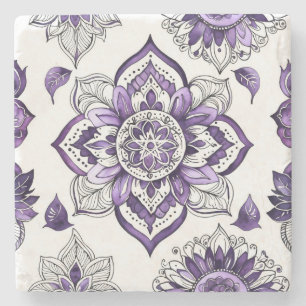 Posavasos De Piedra Crea tu propio Mandala de Talavera Morado Lila
