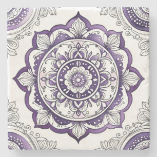 Posavasos De Piedra Crea tu propio Mandala de Talavera Púrpura