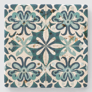 Posavasos De Piedra Crea tu propio mandala floral verde mediterráneo