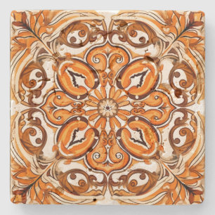 Posavasos De Piedra Crea tu propio mandala vintage de terracota azul
