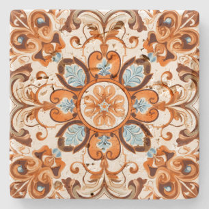 Posavasos De Piedra Crea tu propio mandala vintage de terracota umber
