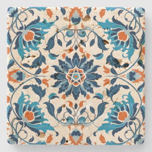 Posavasos De Piedra Crea tu propio Mediterráneo Azul Cerúleo Naranja