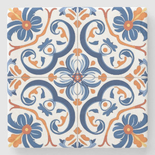 Posavasos De Piedra Crea tu propio ornamental azul naranja rojo