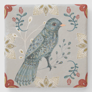 Posavasos De Piedra Crea Tu Propio Pájaro Azul Yule de Estilo Nórdico