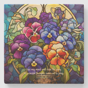 Posavasos De Piedra Crea tu propio ramo de flores de pensamiento de vi