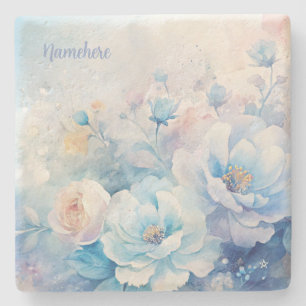 Posavasos De Piedra Crea tu propio ramo de rosas azules rosadas shabby