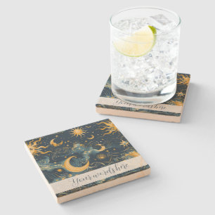 Posavasos De Piedra Crea tu propio sol y luna celestiales nostálgicos