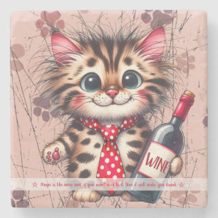 Posavasos De Piedra Crea Tu Propio Sr Gato Bengal Divertido Vino de Ga