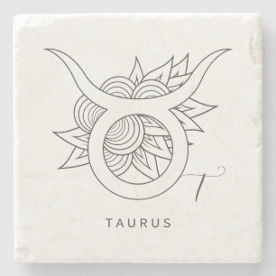 Posavasos De Piedra Crea tu propio Tauro elegante en blanco y negro