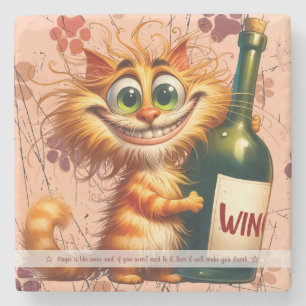 Posavasos De Piedra Crea tu propio vino divertido de gato a rayas nara