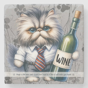 Posavasos De Piedra Crea tu propio vino divertido de gato persa Mr Kit
