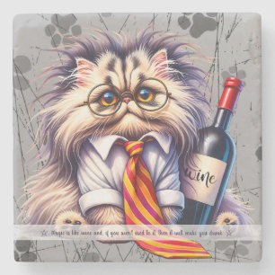 Posavasos De Piedra Crea tu propio vino divertido para gatos persas ej