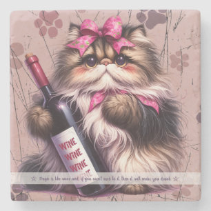 Posavasos De Piedra Crea tu propio vino divertido para gatos persas Ms