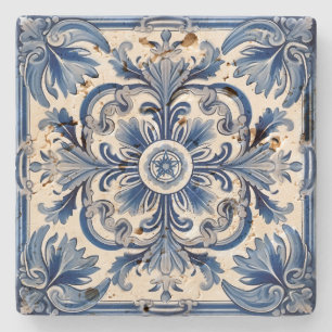 Posavasos De Piedra Crea tu propio vintage europeo azul plata