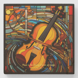 Posavasos De Piedra Crea Tu Propio Violín de Puesta de Sol de Otoño co