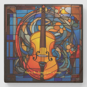 Posavasos De Piedra Crea tu propio violín místico de vidrio emplomado
