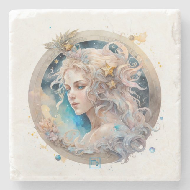 Posavasos De Piedra Crea Tu Propio Virgo Acuarela (Anverso)